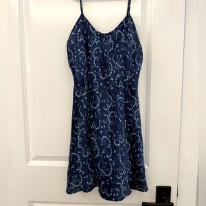 Satin blue floral dress